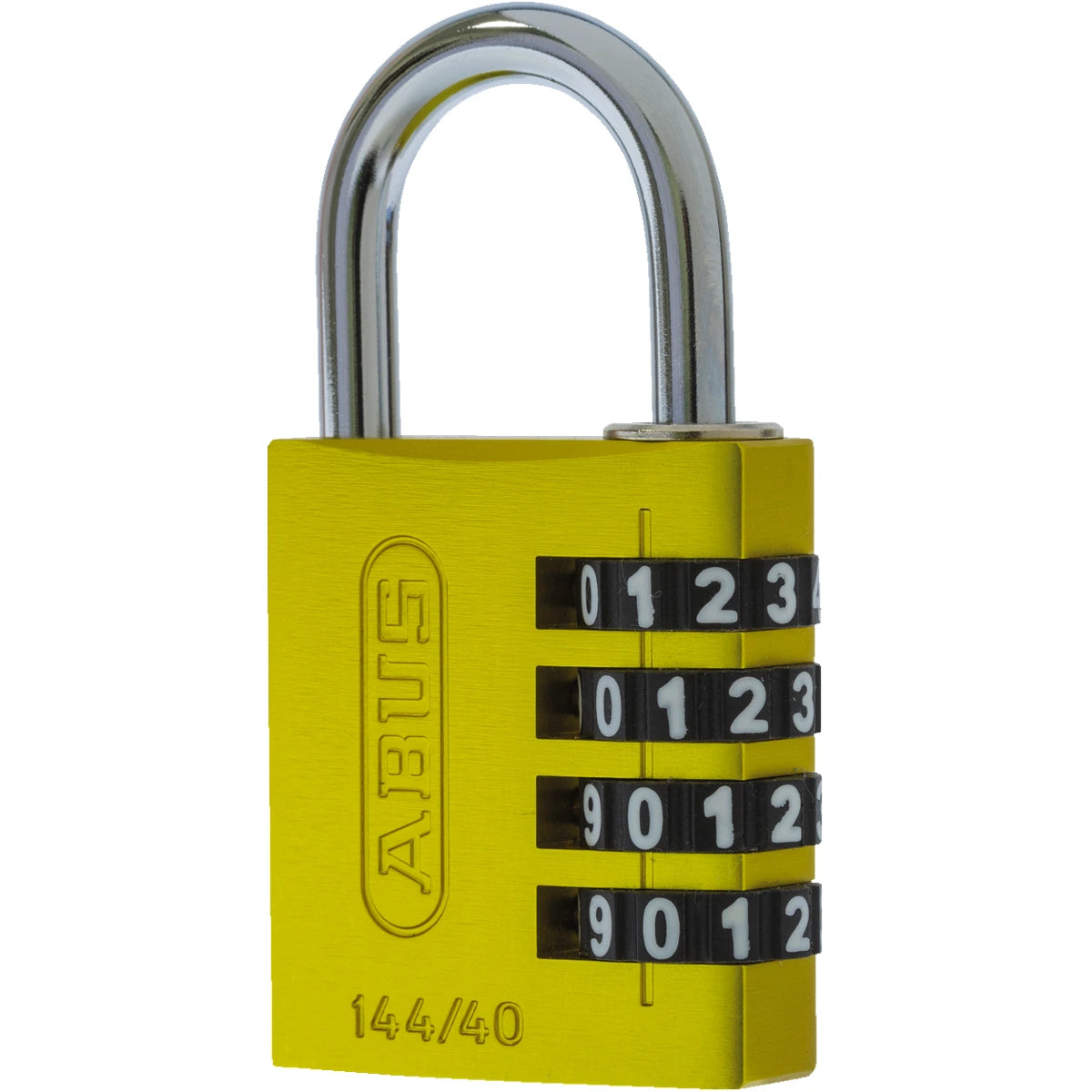 Abus Aluminium Zahlenschloss 144/40 Gelb Lock-Tag – Seitenansicht