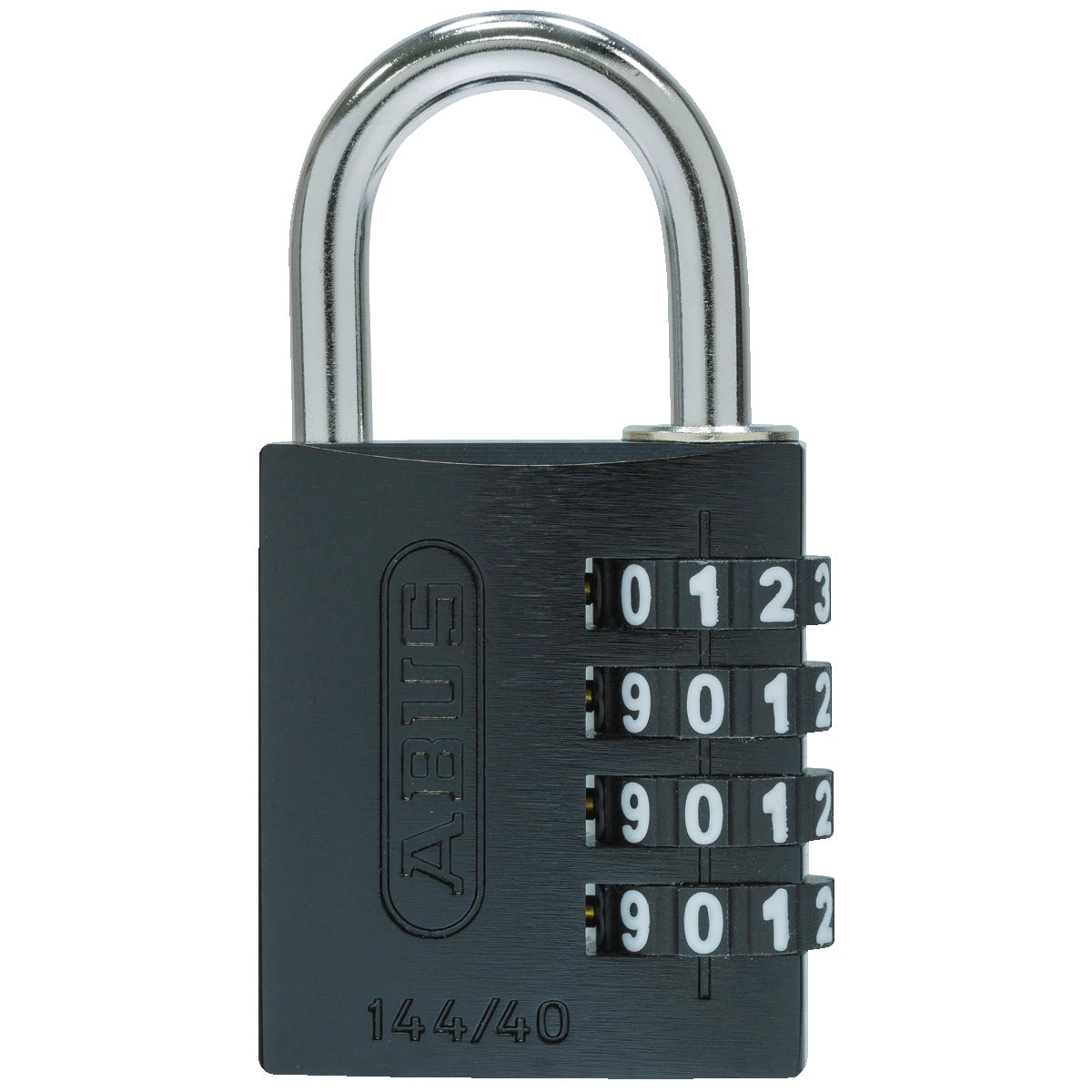 Abus Aluminium Zahlenschloss 144/40 Schwarz Lock-Tag – Vorderansicht
