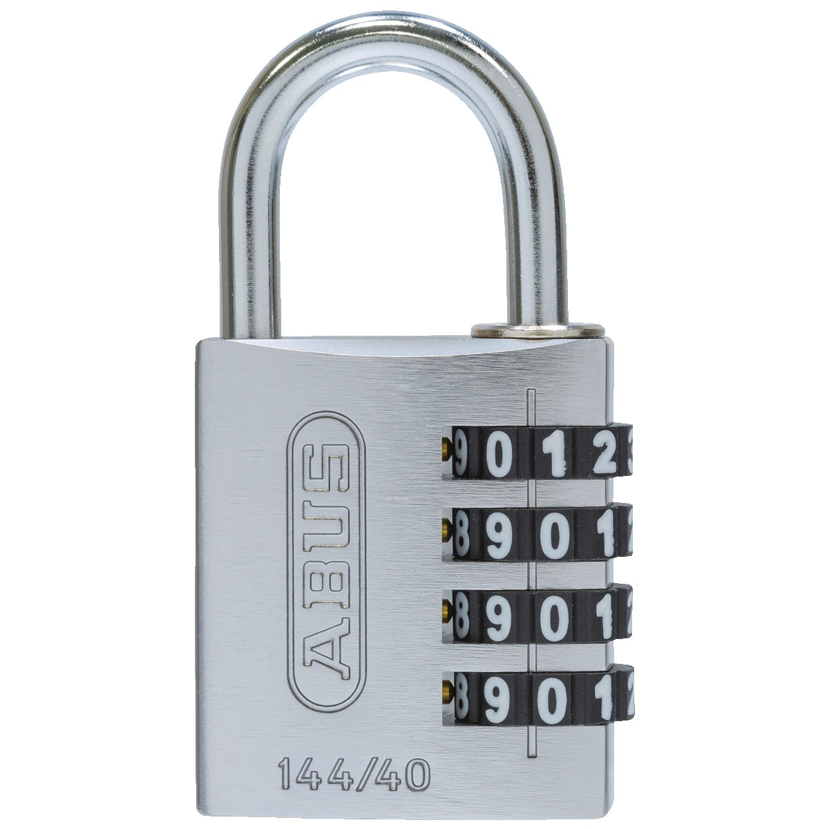 Abus Aluminium Zahlenschloss 144/40 Silber Lock-Tag – Vorderansicht