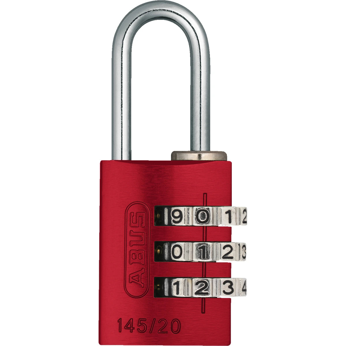 Abus Aluminium Zahlenschloss 145/20 Rot – Vorderansicht