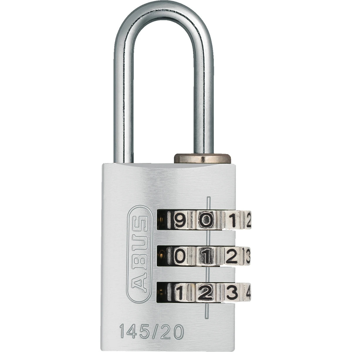 Abus Aluminium Zahlenschloss 145/20 Silber – Vorderansicht