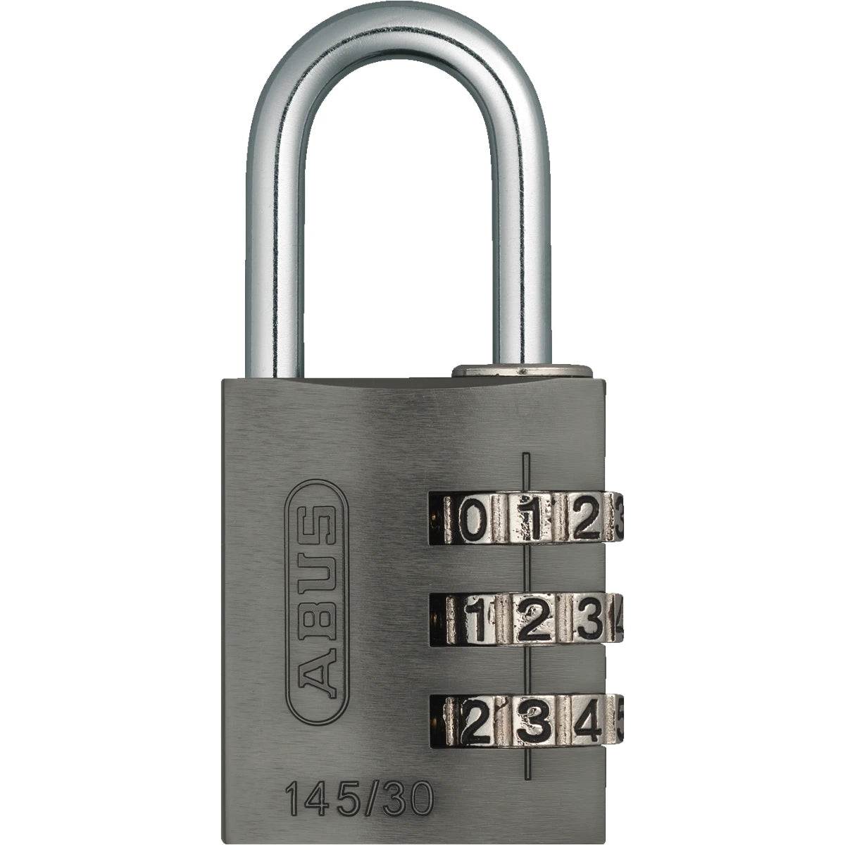 Abus Aluminium Zahlenschloss 145/30 Titanium – Vorderansicht