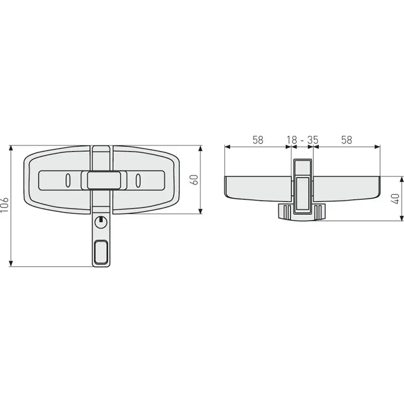 Abus Fenstersicherung Doppelfluegel-Schloss DFS95 Technische Zeichnung
