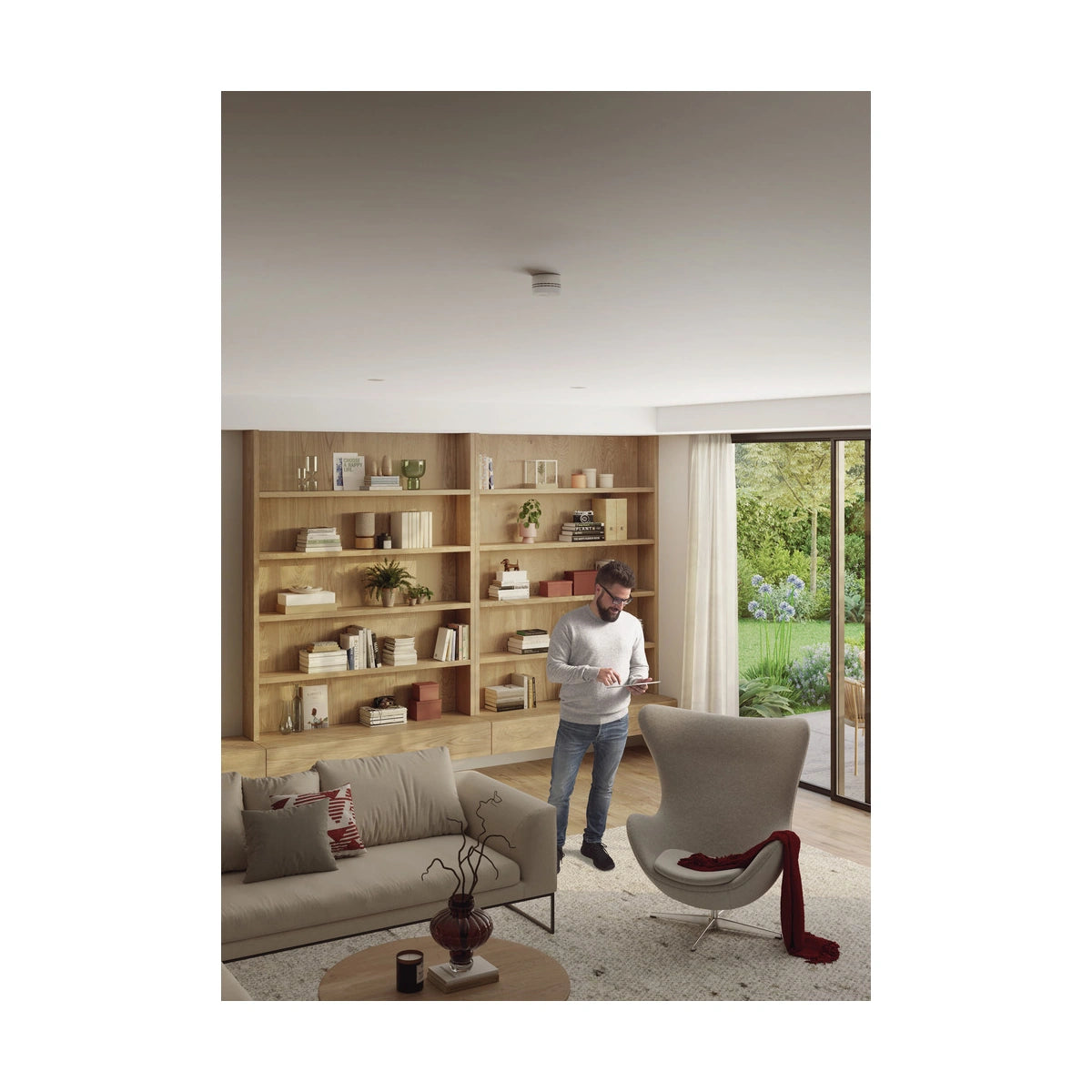 Abus Rauchmelder PREFIRA SMART SX3050M – Anwendung im Wohnzimmer