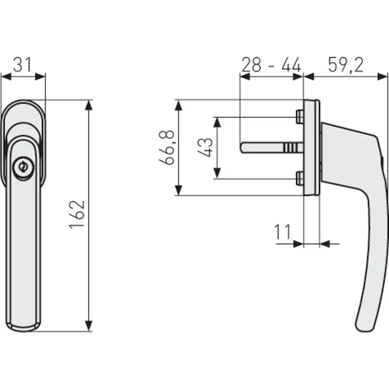 Abus Abschließbarer Fenstergriff FG200 Technische Zeichnung
