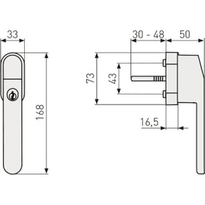 Abus Abschließbarer Fenstergriff FG400  - Technische Zeichnung