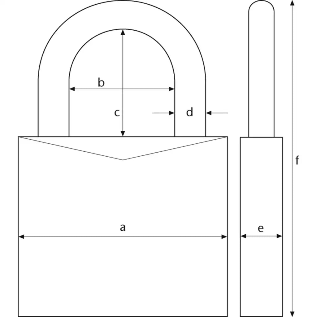 Abus Aluminium Vorhangschloss 72 40 - Technische Zeichnung