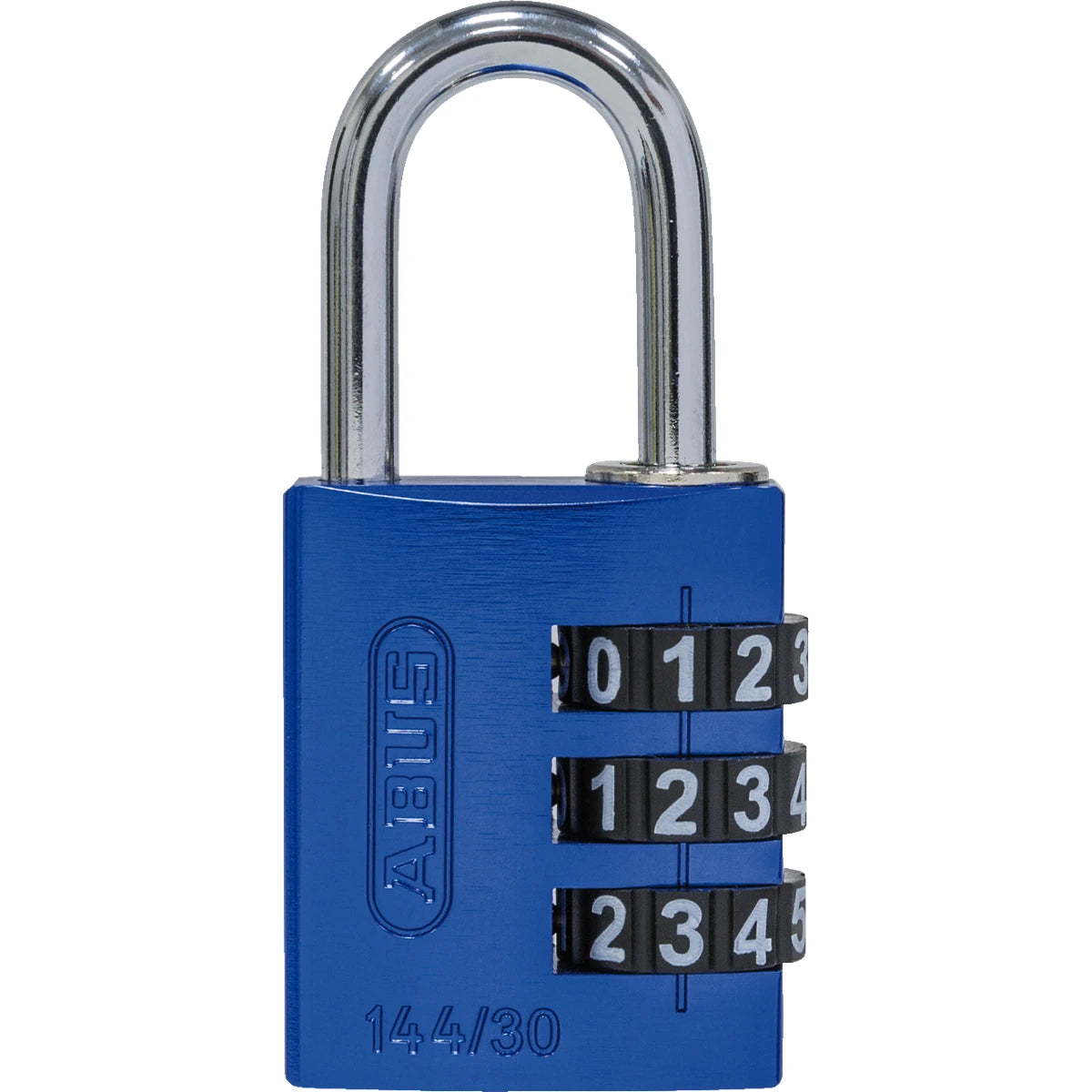 Abus Aluminium Zahlenschloss 144/30 Blau Lock-Tag – Vorderansicht
