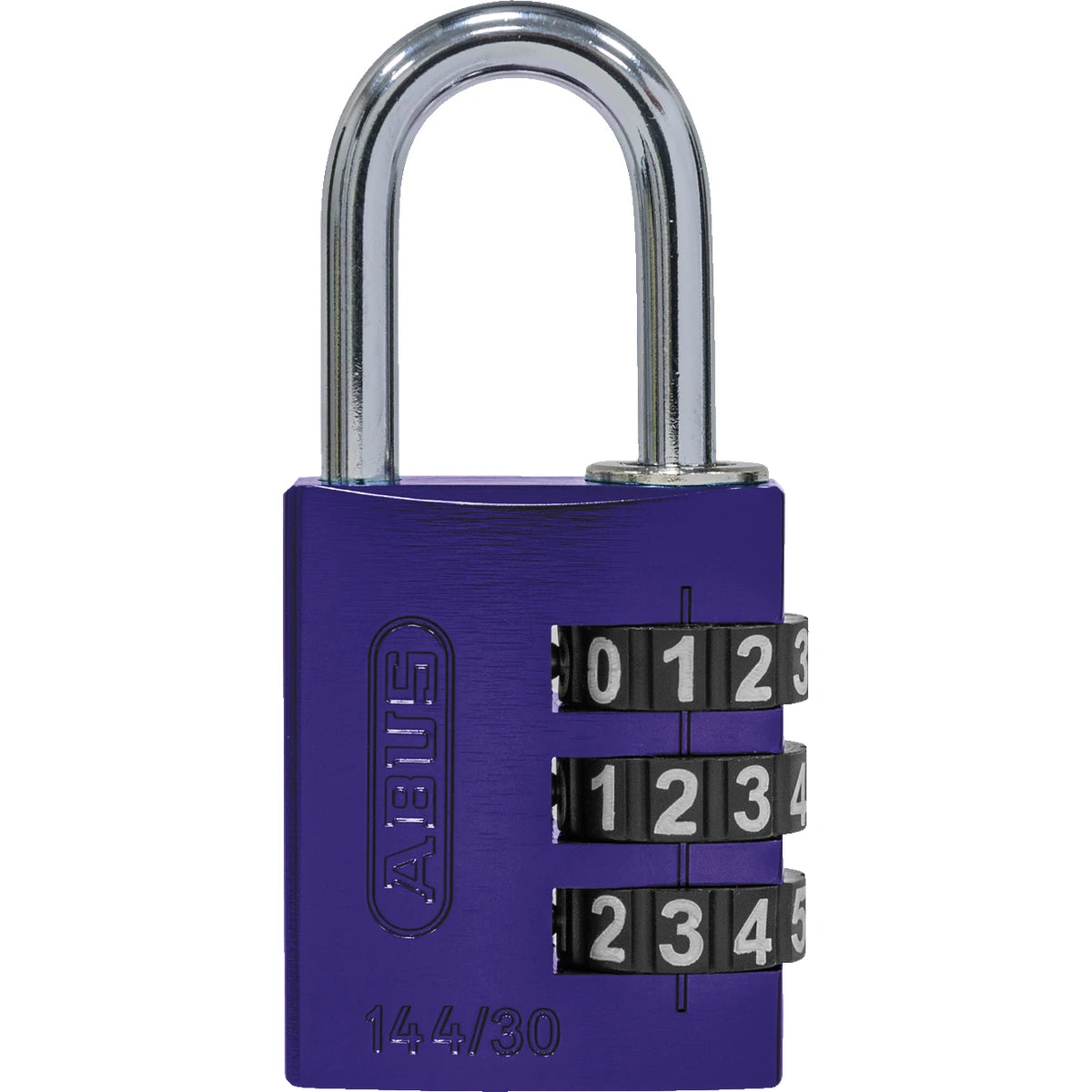Abus Aluminium Zahlenschloss 144/30 Lila Lock-Tag – Vorderansicht