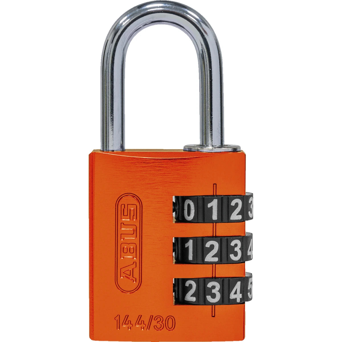 Abus Aluminium Zahlenschloss 144/30 Orange Lock-Tag – Vorderansicht