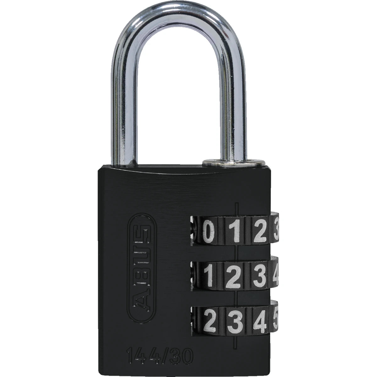 Abus Aluminium Zahlenschloss 144/30 Schwarz Lock-Tag – Vorderansicht