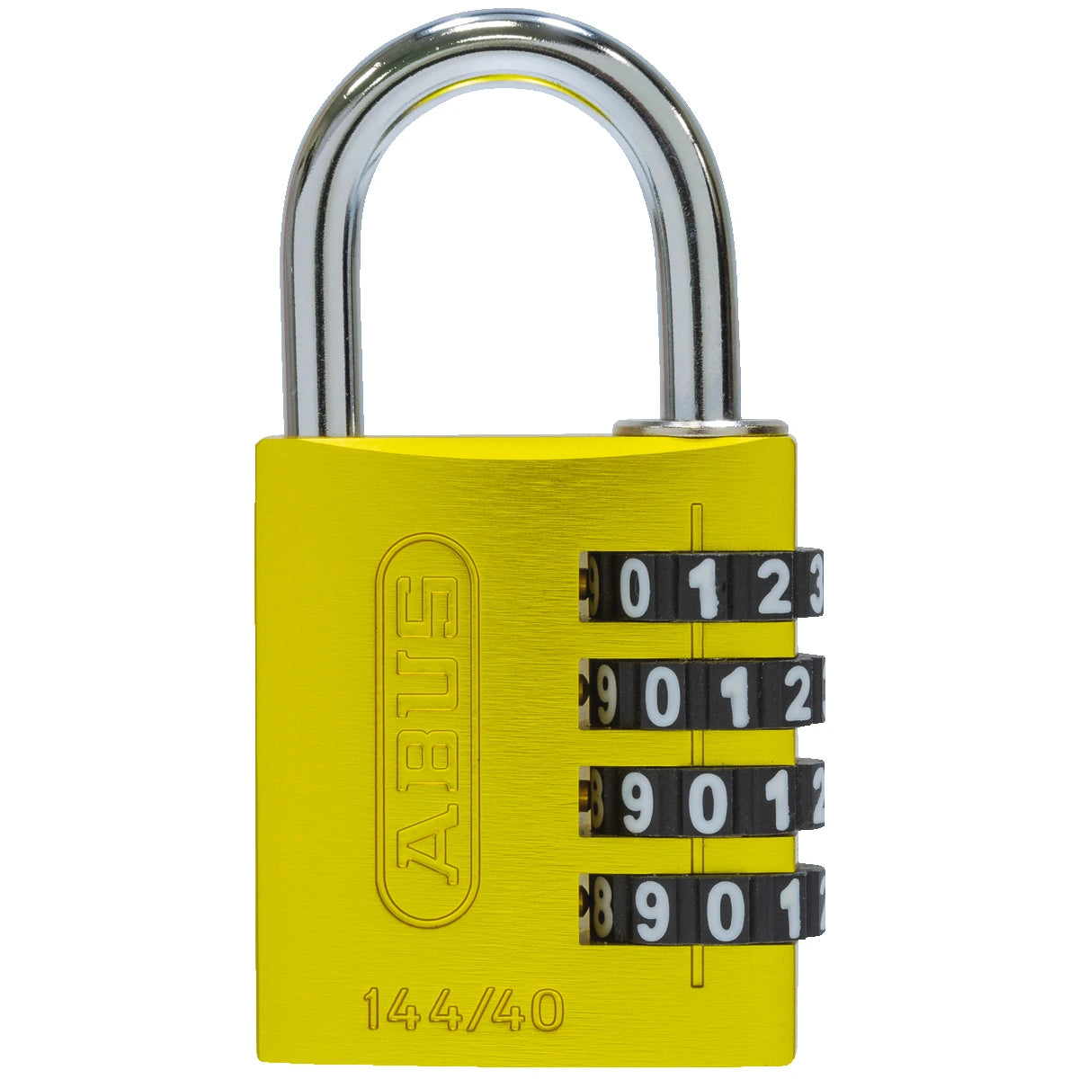 Abus Aluminium Zahlenschloss 144/40 Gelb Lock-Tag – Vorderansicht