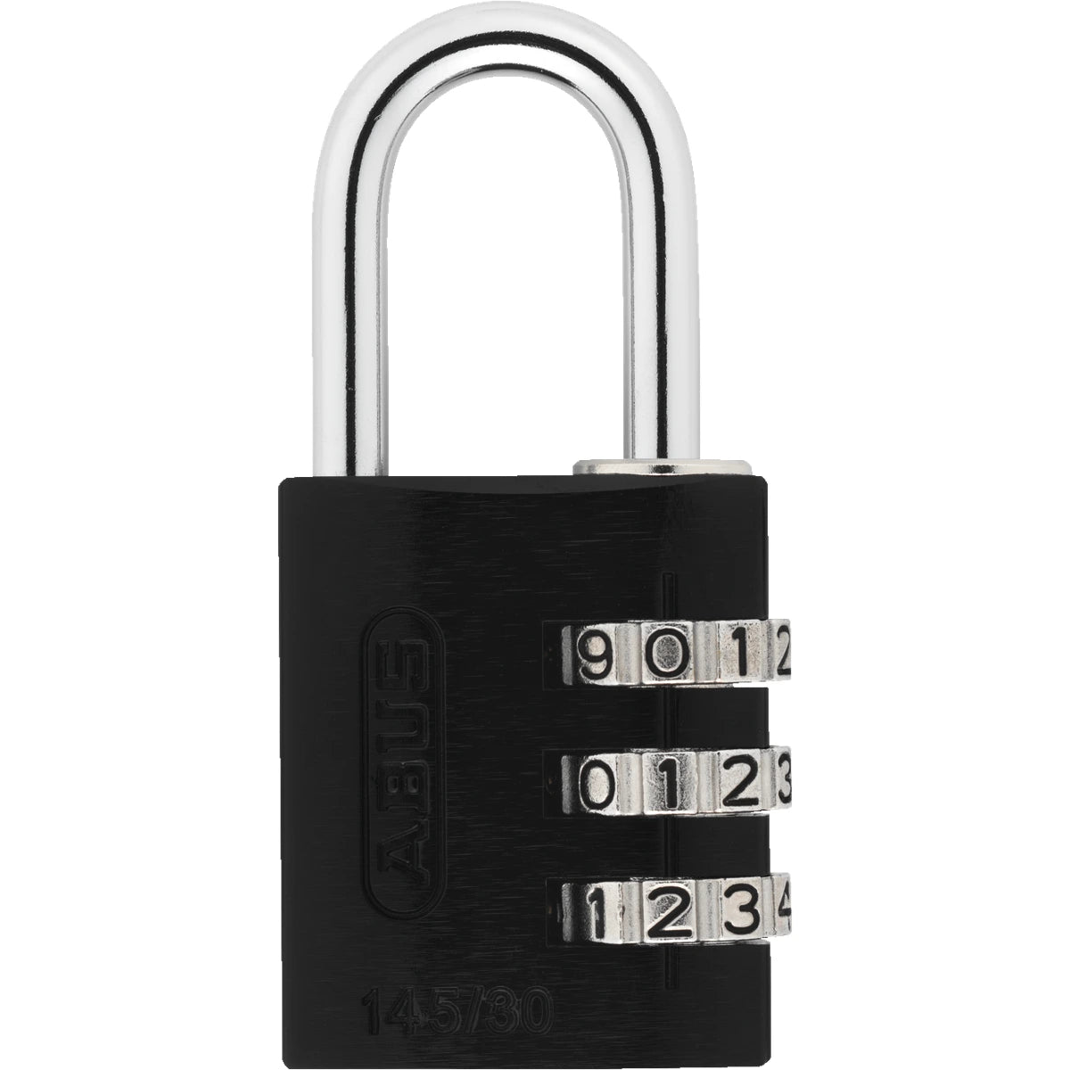Abus Aluminium Zahlenschloss 145/30 Schwarz – Vorderansicht