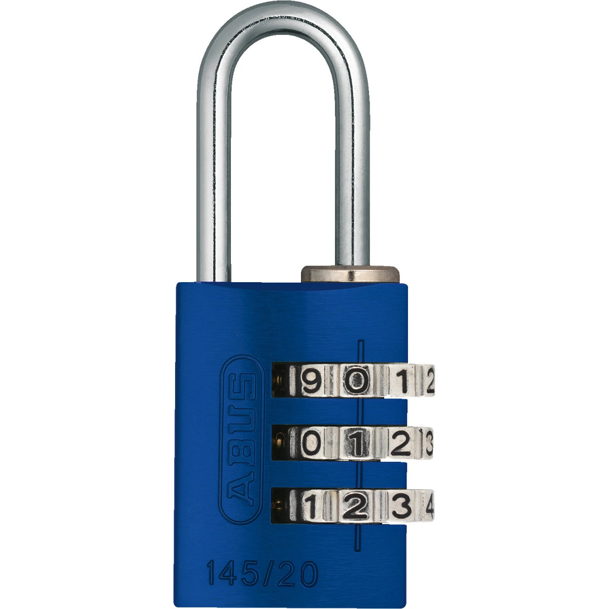 Abus Aluminium Zahlenschloss 145/20 Blau – Vorderansicht