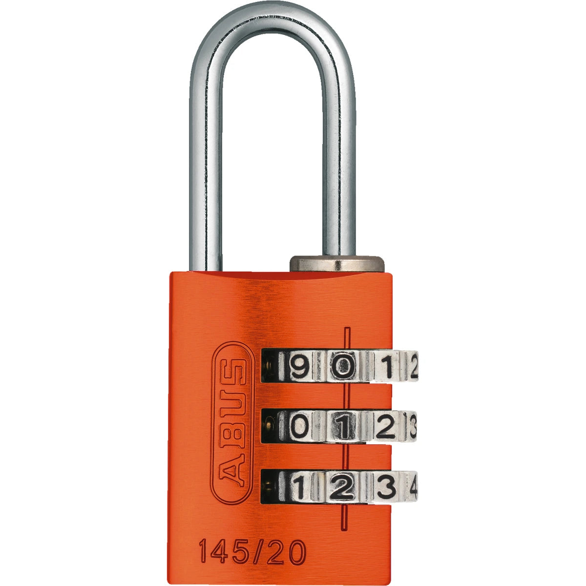 Abus Aluminium Zahlenschloss 145/20 Orange – Vorderansicht