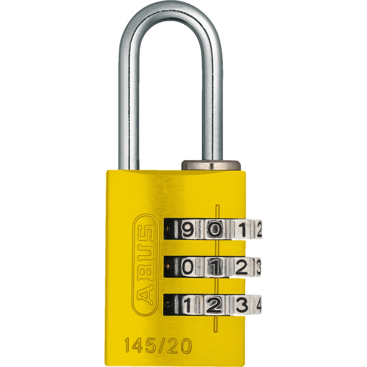Abus Aluminium Zahlenschloss 145/20 Gelb – Vorderansicht