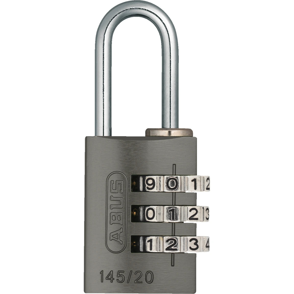 Abus Aluminium Zahlenschloss 145/20 Titanium – Vorderansicht