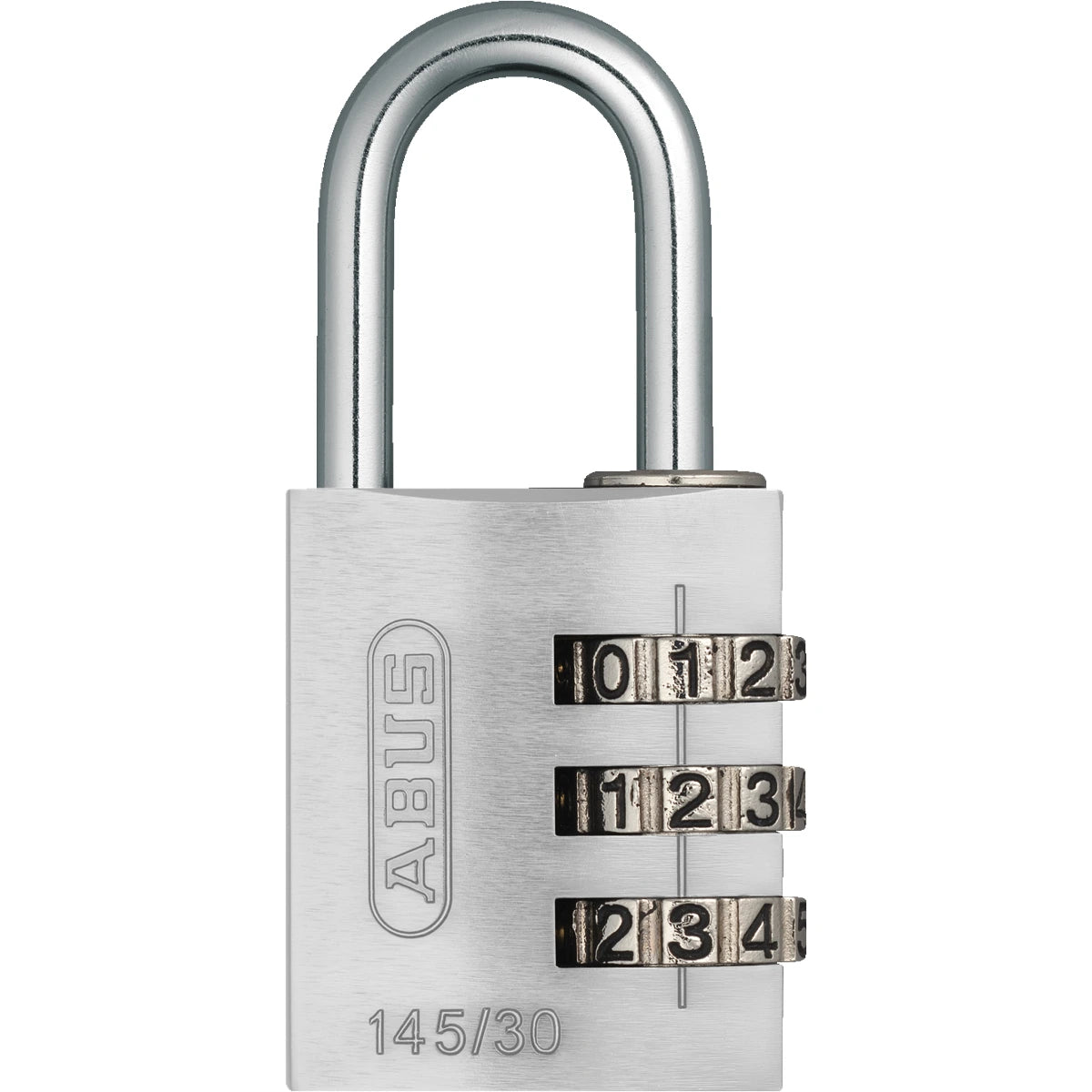 Abus Aluminium Zahlenschloss 145/30 Silber – Vorderansicht