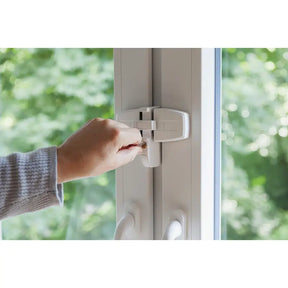 Abus Fenstersicherung Doppelfluegel-Schloss DFS95 W Weiss montiert