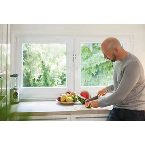 Abus Fenstersicherung Doppelfluegel-Schloss DFS95 W Weiss montiert