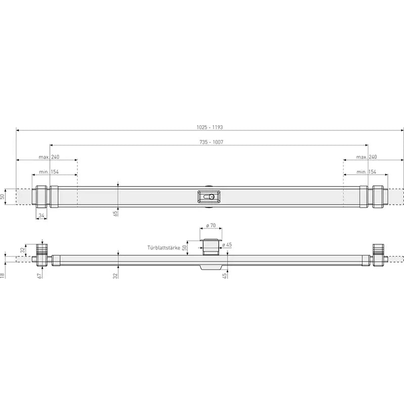 Abus Panzerriegel PR2600 Technische Zeichnung