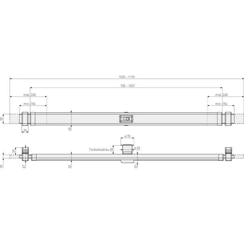 Abus Panzerriegel PR2700 Technische Zeichnung