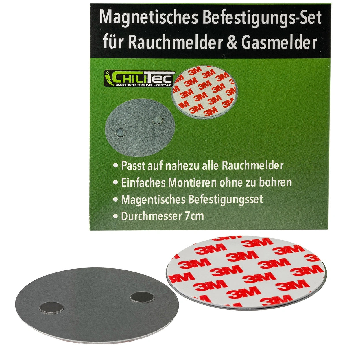 ChiliTec Magnetisches Befestigungs-Set für Rauchmelder & Gasmelder – Befestigungsset mit Verpackung